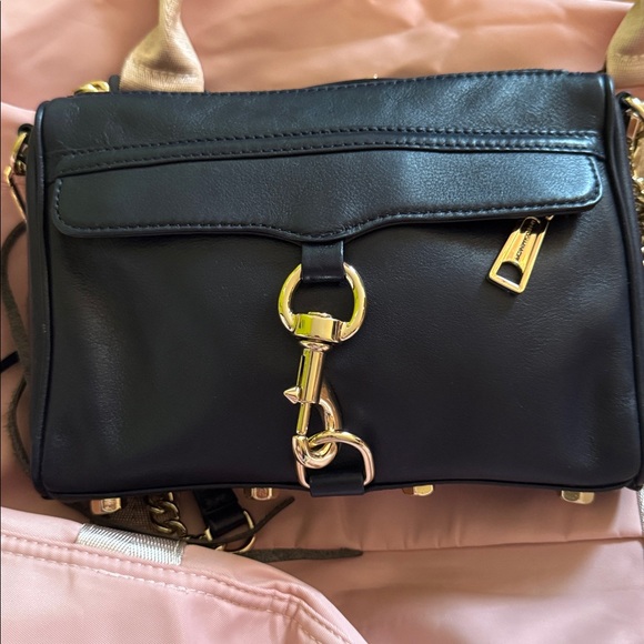 Rebecca Minkoff Navy Leather Crossbody Bag with Gold Chain - Picture 5 of 6